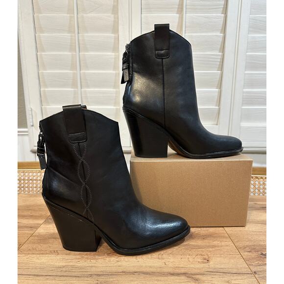 Sarto By Franco Sarto A-Germaine Ankle Boot Black Leather Size 11 Sleek Western - Picture 3 of 12